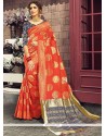 Orange Weaving Work Art Silk Designer Traditional Saree