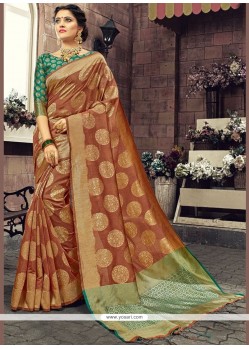 Art Silk Brown Weaving Work Traditional Designer Saree