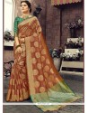 Art Silk Brown Weaving Work Traditional Designer Saree