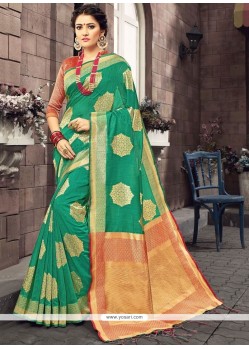 Weaving Work Green Designer Traditional Saree