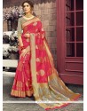 Rose Pink Weaving Work Art Silk Traditional Saree