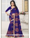 Resham Work Blue Designer Saree