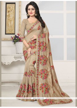 Silk Cream Designer Saree