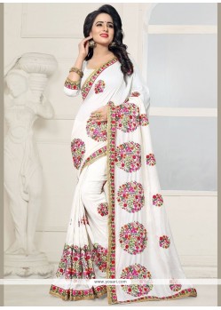 Silk Off White Designer Saree