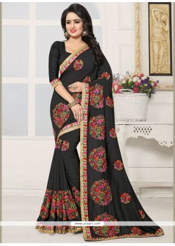 Embroidered Work Black Designer Saree