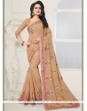 Georgette Cream Designer Saree