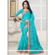 Georgette Aqua Blue Designer Saree