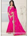 Stone Work Georgette Designer Saree In Hot Pink