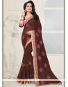 Maroon Resham Work Designer Saree