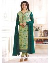Prachi Desai Lace Work Green Churidar Designer Suit