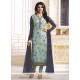Prachi Desai Blue Lace Work Churidar Designer Suit