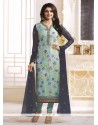 Prachi Desai Blue Lace Work Churidar Designer Suit