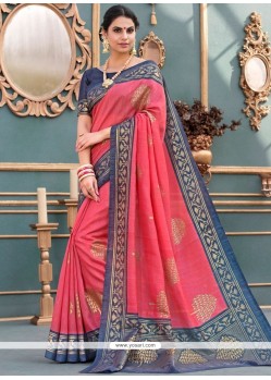 Pink Art Silk Traditional Designer Saree