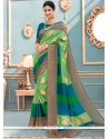 Art Silk Green Print Work Traditional Saree