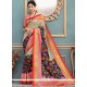 Multi Colour Print Work Art Silk Traditional Designer Saree