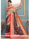 Multi Colour Print Work Art Silk Traditional Designer Saree