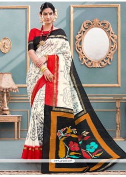 Print Work Multi Colour Art Silk Printed Saree