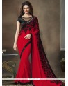 Red Faux Georgette Classic Designer Saree