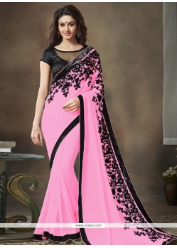 Pink Faux Georgette Saree