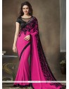 Embroidered Work Hot Pink Classic Designer Saree