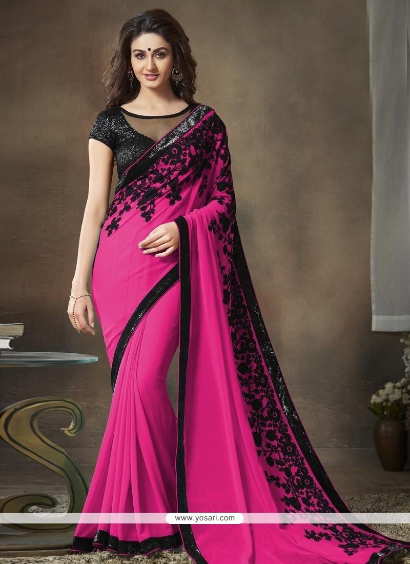 Designer Hot Pink Saree with Embroidered Orange blouse D.No.: 10156 (Copy)  – Monalisa Sarees