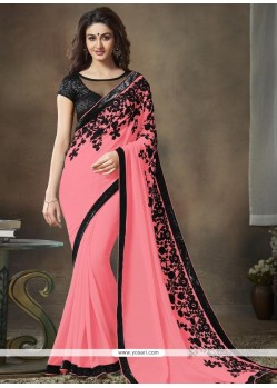 Pink Sequins Work Faux Georgette Saree