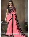 Pink Sequins Work Faux Georgette Saree