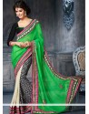 Desirable Green And Black Cotton Designer Saree