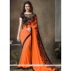 Orange Sequins Work Faux Georgette Classic Designer Saree