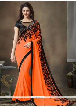 Orange Sequins Work Faux Georgette Classic Designer Saree