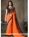 Orange Sequins Work Faux Georgette Classic Designer Saree