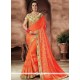 Orange Embroidered Work Jacquard Silk Traditional Saree
