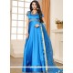 Satin Silk Blue Embroidered Work Floor Length Anarkali Suit