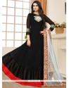 Faux Georgette Black Floor Length Anarkali Suit