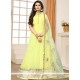 Embroidered Faux Georgette Floor Length Anarkali Suit In Yellow