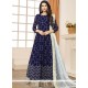 Faux Georgette Lace Work Floor Length Anarkali Suit