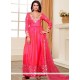 Lace Work Hot Pink Art Silk Floor Length Anarkali Suit