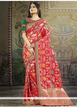 Art Silk Red Weaving Work Designer Traditional Saree