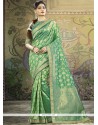 Weaving Work Green Art Silk Traditional Saree