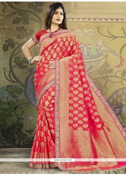 Weaving Work Red Art Silk Designer Traditional Saree