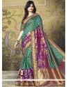 Embroidered Work Sea Green Designer Traditional Saree