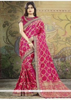 Art Silk Hot Pink Traditional Designer Saree