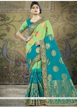 Blue And Green Traditional Designer Saree