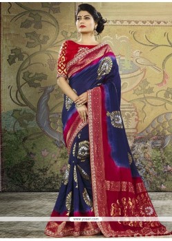 Art Silk Patch Border Work Traditional Saree