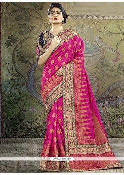 Art Silk Hot Pink Traditional Designer Saree