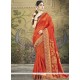 Art Silk Orange Patch Border Work Designer Traditional Saree