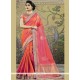 Orange And Pink Patch Border Work Art Silk Traditional Designer Saree