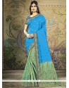 Blue Embroidered Work Art Silk Designer Traditional Saree