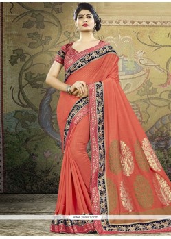 Orange Art Silk Traditional Saree