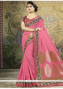 Embroidered Work Pink Designer Traditional Saree